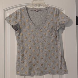 XS GAP Gray Tee with Gold Polka Dots